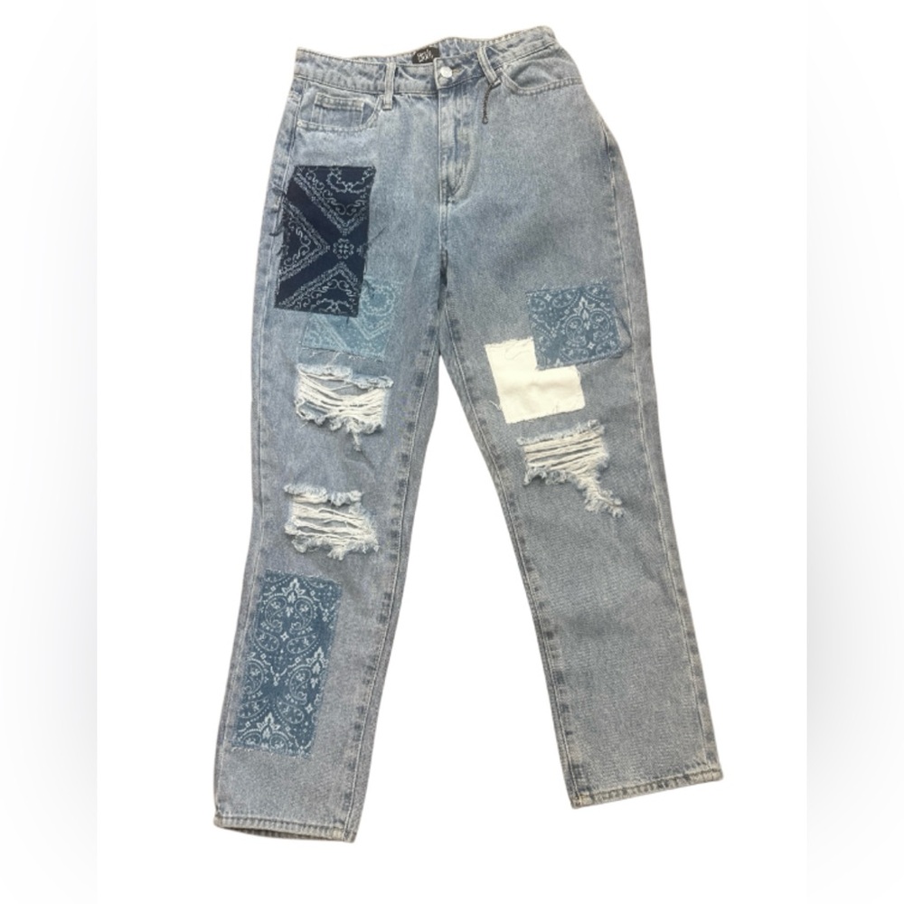 Womens Simple Society Patch Jeans size 7